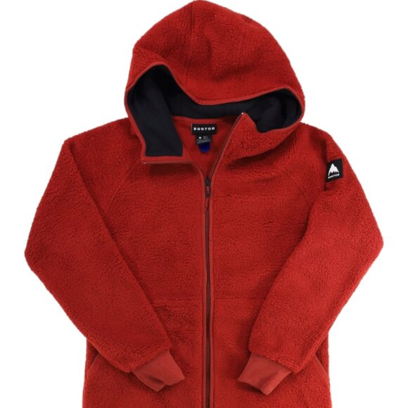 Burton minxy full-zip fleece hooded jacket sun dried tomato sherpa Size Small - Picture 1 of 5